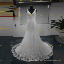 ED Bridal Mermaid Imagem real Sem mangas V Neck Chaveiro Hole Back Tulle Long Alibaba Wedding Dress 2017